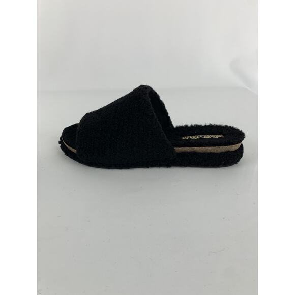 Lucky Brand Gadini Faux Fur Open Toe Fleece Slippers Womens 11M Black Shearling - Picture 6 of 9